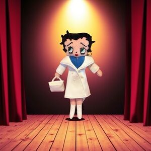 Extremely Rare Vintage Betty Boop Cutie Box Doll in White and Blue Outfit